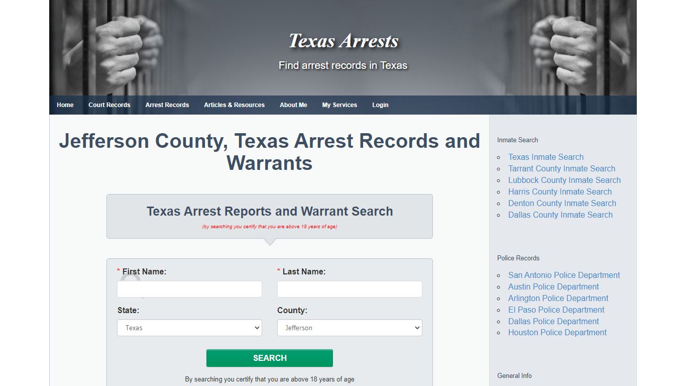 Jefferson County, Texas Arrest Records and Warrants